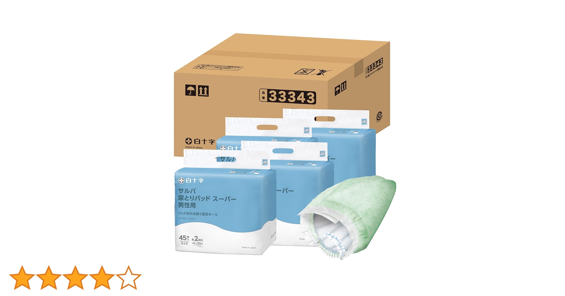 Amazon | サルバ 白十字 尿とりパッドスーパー 男性用 大人用おむつ 2